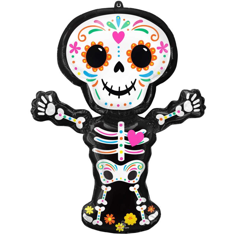 SuperShape Day of the Dead Standing Skeleton Foil Balloon