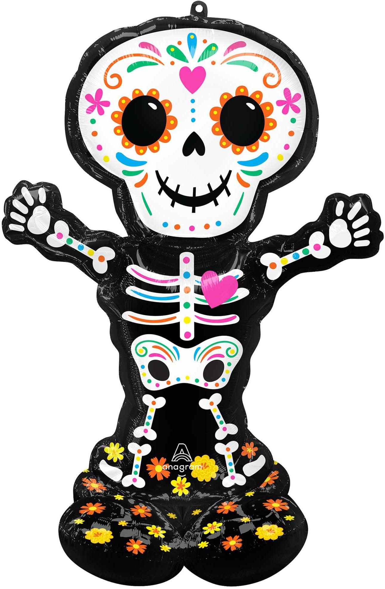 AirLoonz Day of the Dead Standing Skeleton Foil Balloon