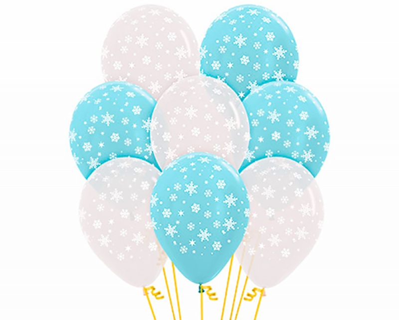 Sempertex 30cm Snowflakes Clear Blue Latex Balloons Pack of 50