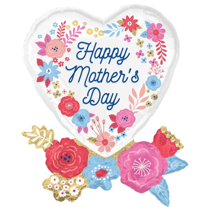 SuperShape Happy Mother's Day Artful Florals Foil Balloon