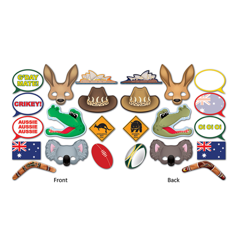 Australian Photo Booth Props Fun Signs Pack of 12