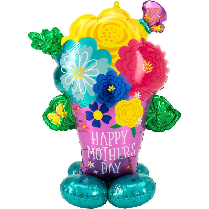 AirLoonz Happy Mother's Day Pretty Flower Pot Foil Balloon