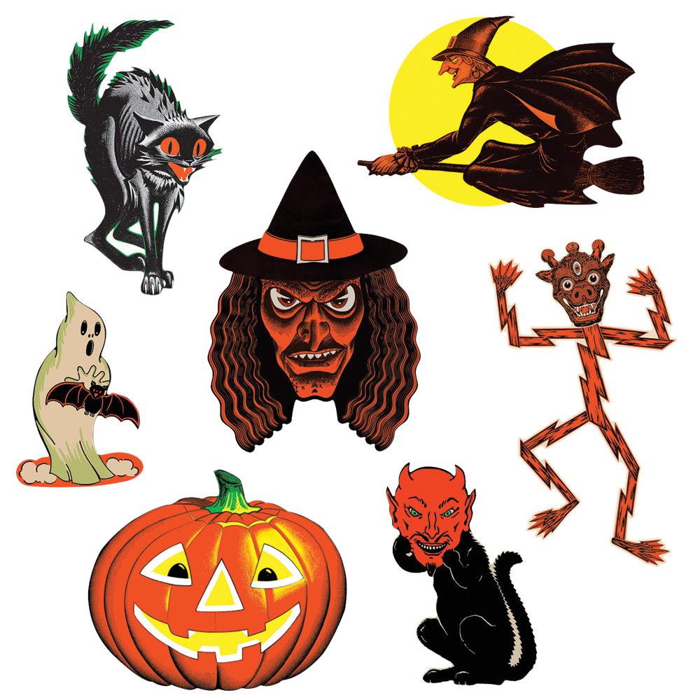 Vintage Cutout Halloween Decorations Pack of 7