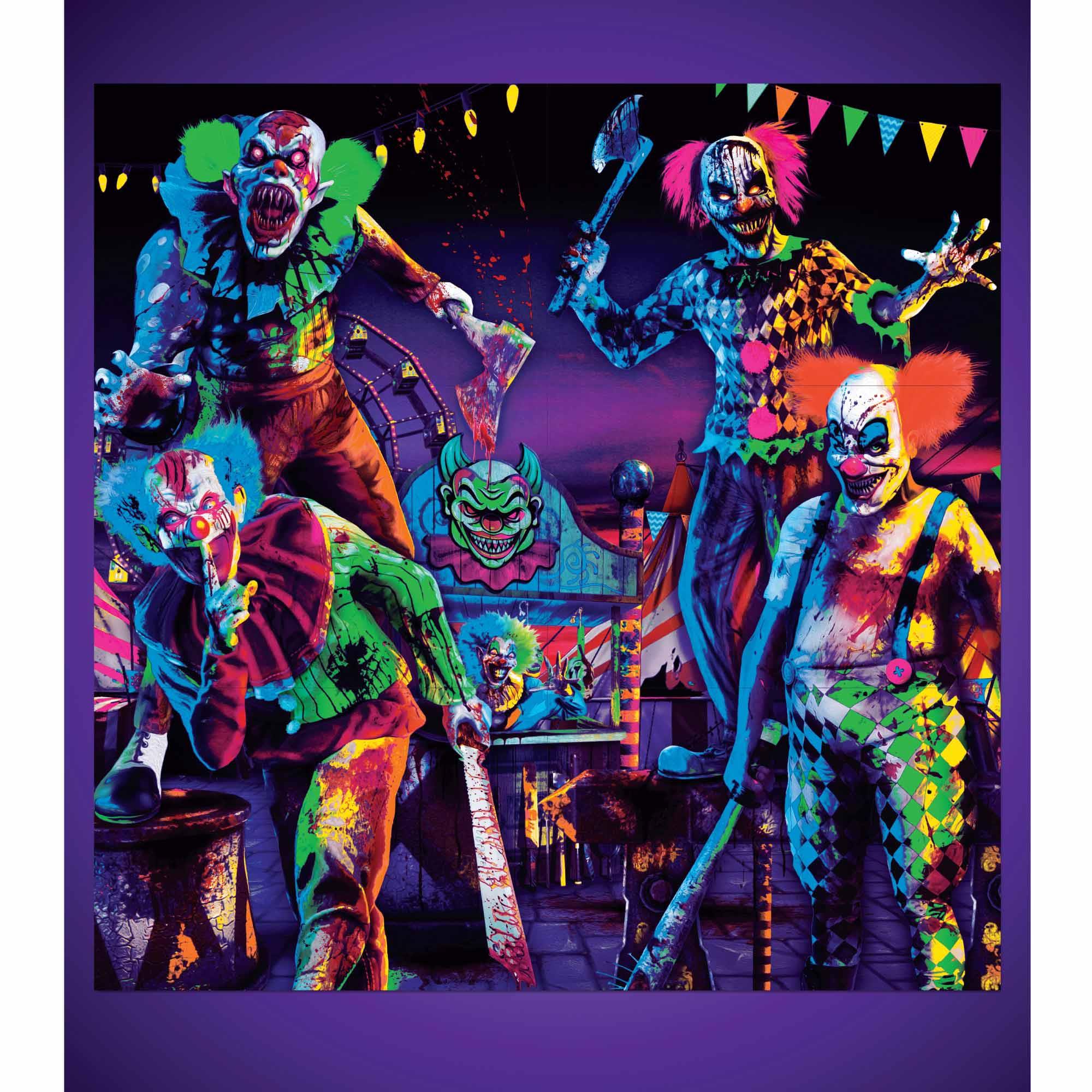 Creepy Carnival Black Light Reactive Scene Setter Halloween Decoration