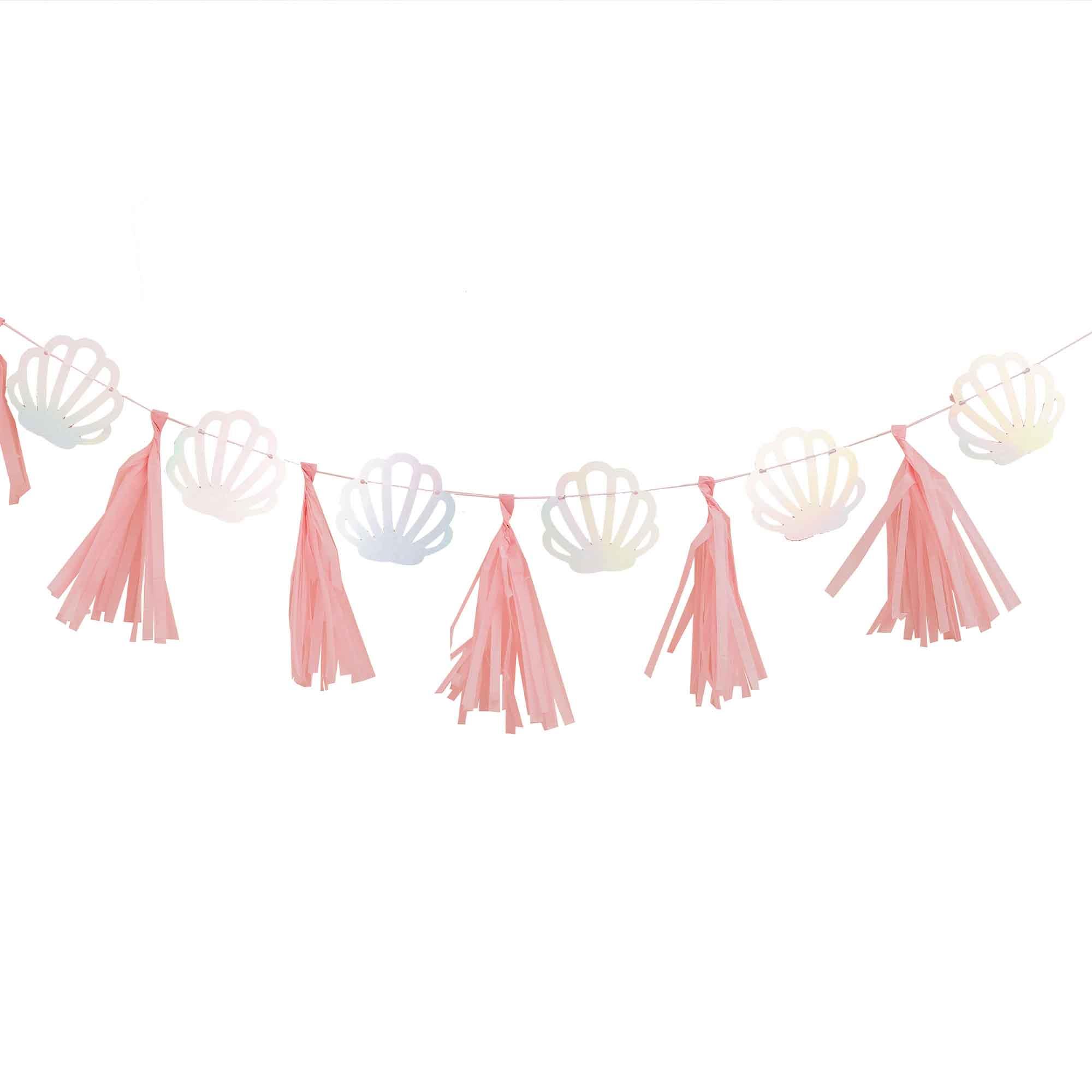 Mermaid Pink Iridescent Shells Tassel Garland