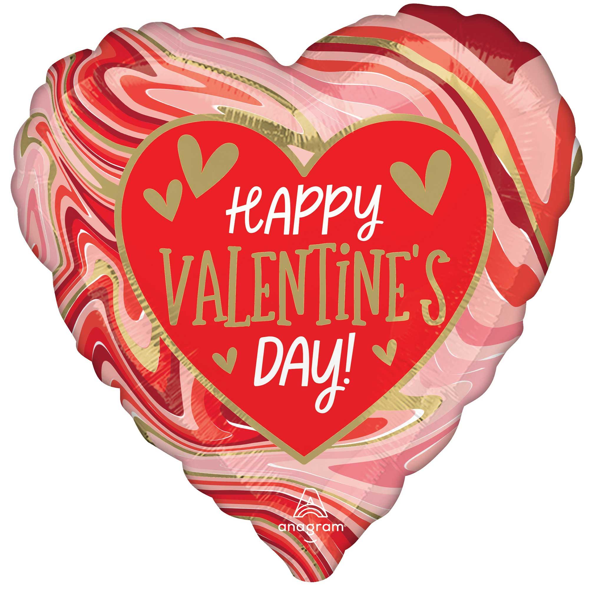 Happy Valentine's Day Twisty Marble 45cm Foil Balloon