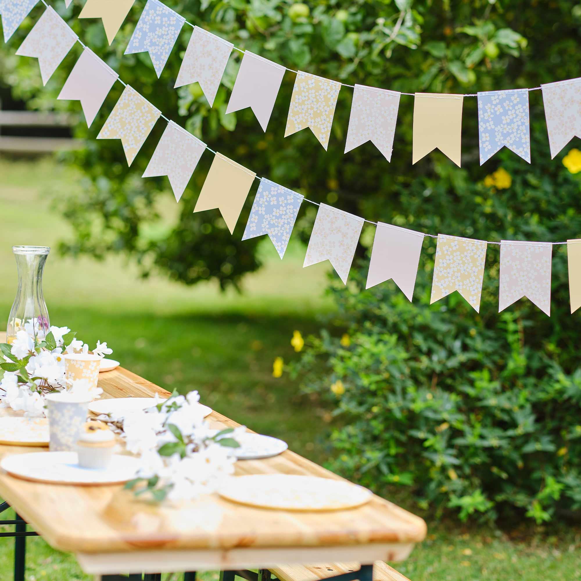 Hello Spring Floral Flag Party Bunting Banner