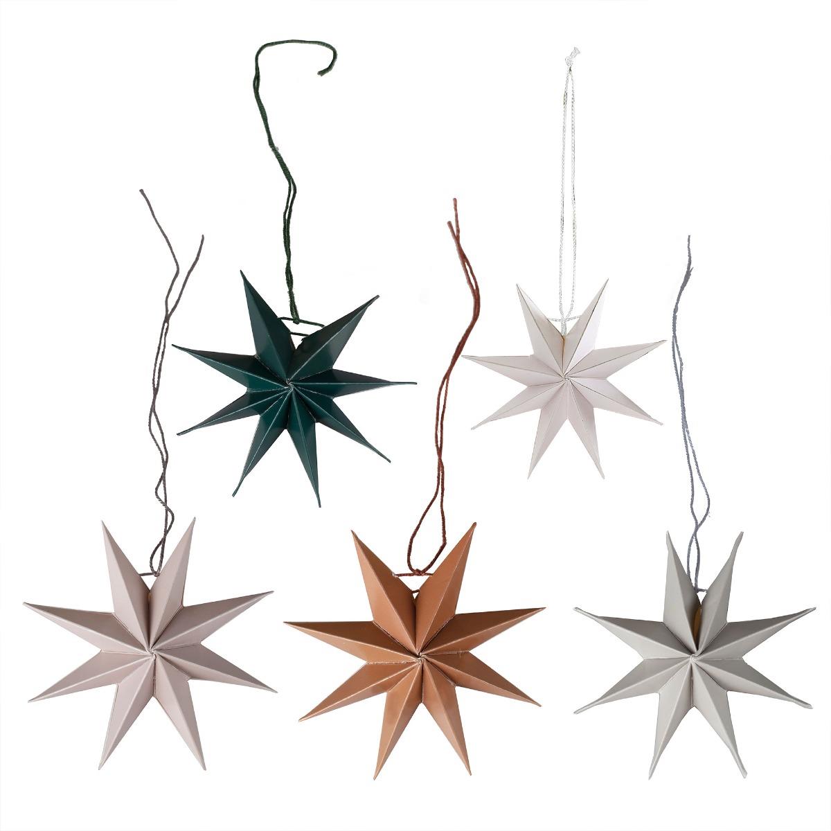 Cosy Copper Christmas Paper Star Tree Decorations Pack of 5