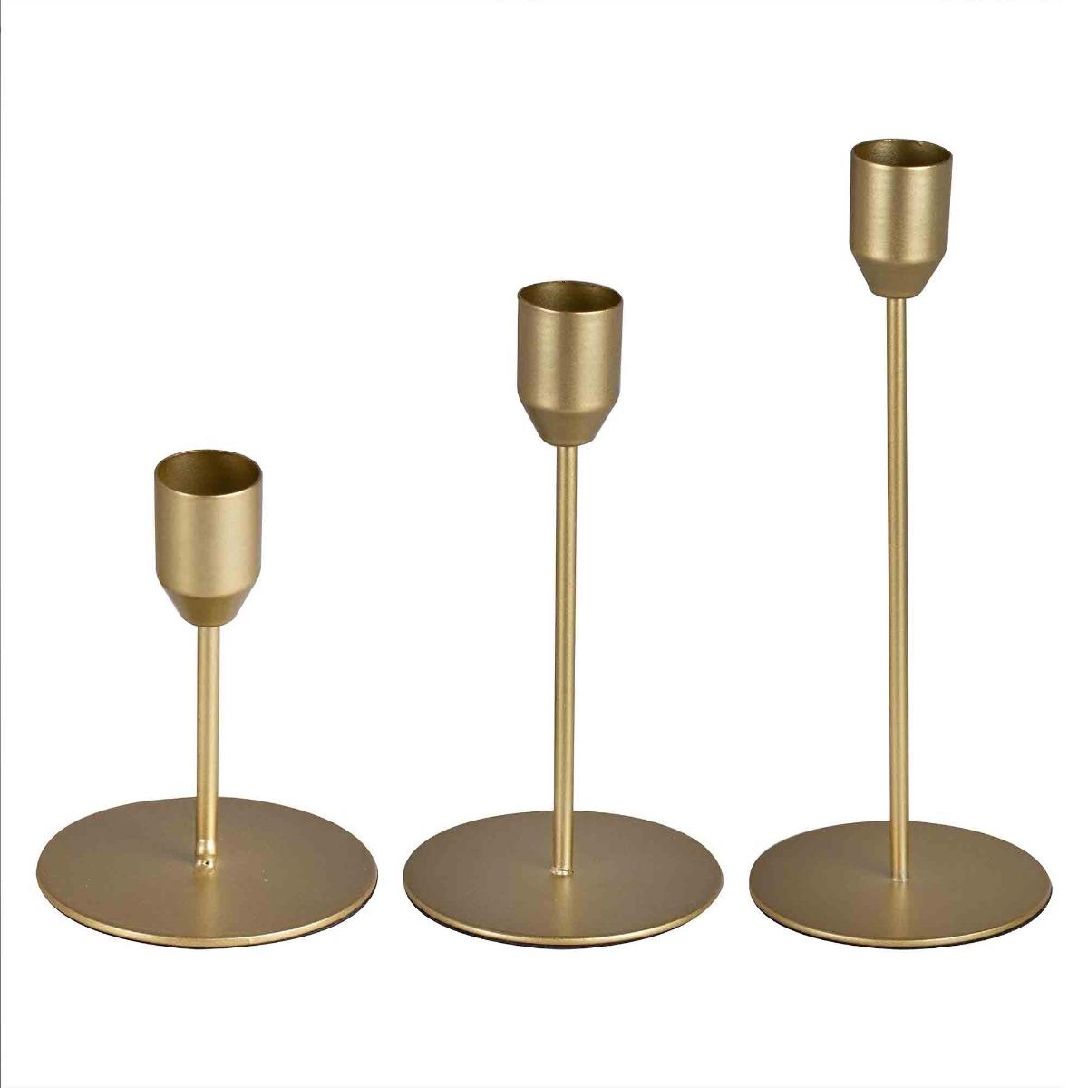 Deadly Soiree Halloween Gold Dinner Candle Stick Holders Pack of 3
