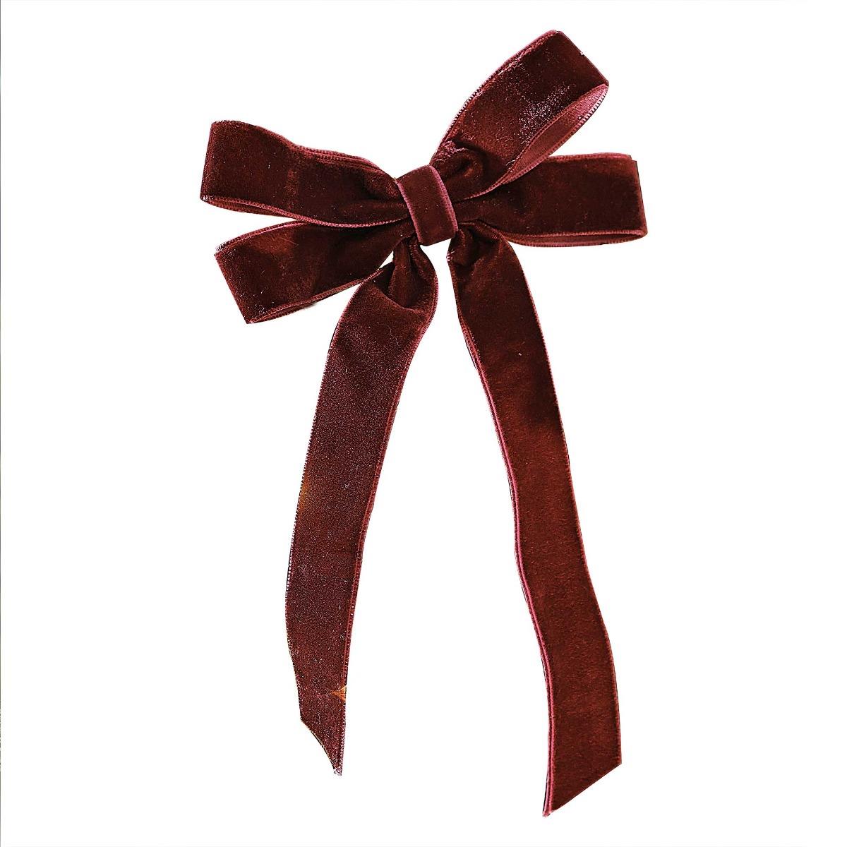 Velvet Luxe Christmas Red Ribbon Tree Decorations Pack of 6