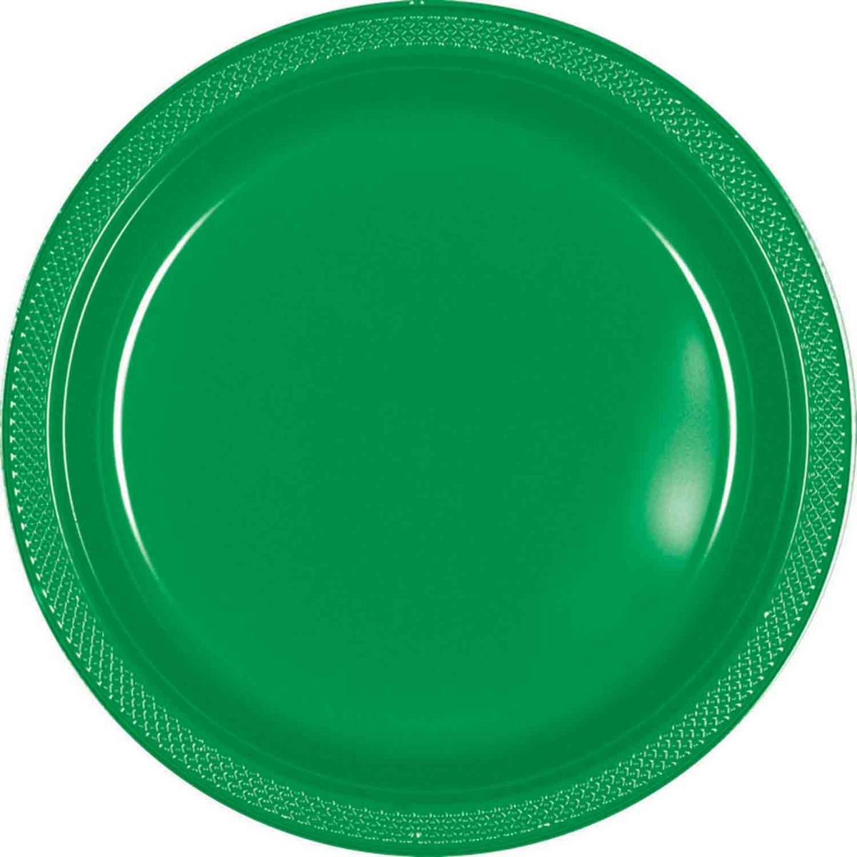 Festive Green Premium Plastic Plates 26cm Pack of 20