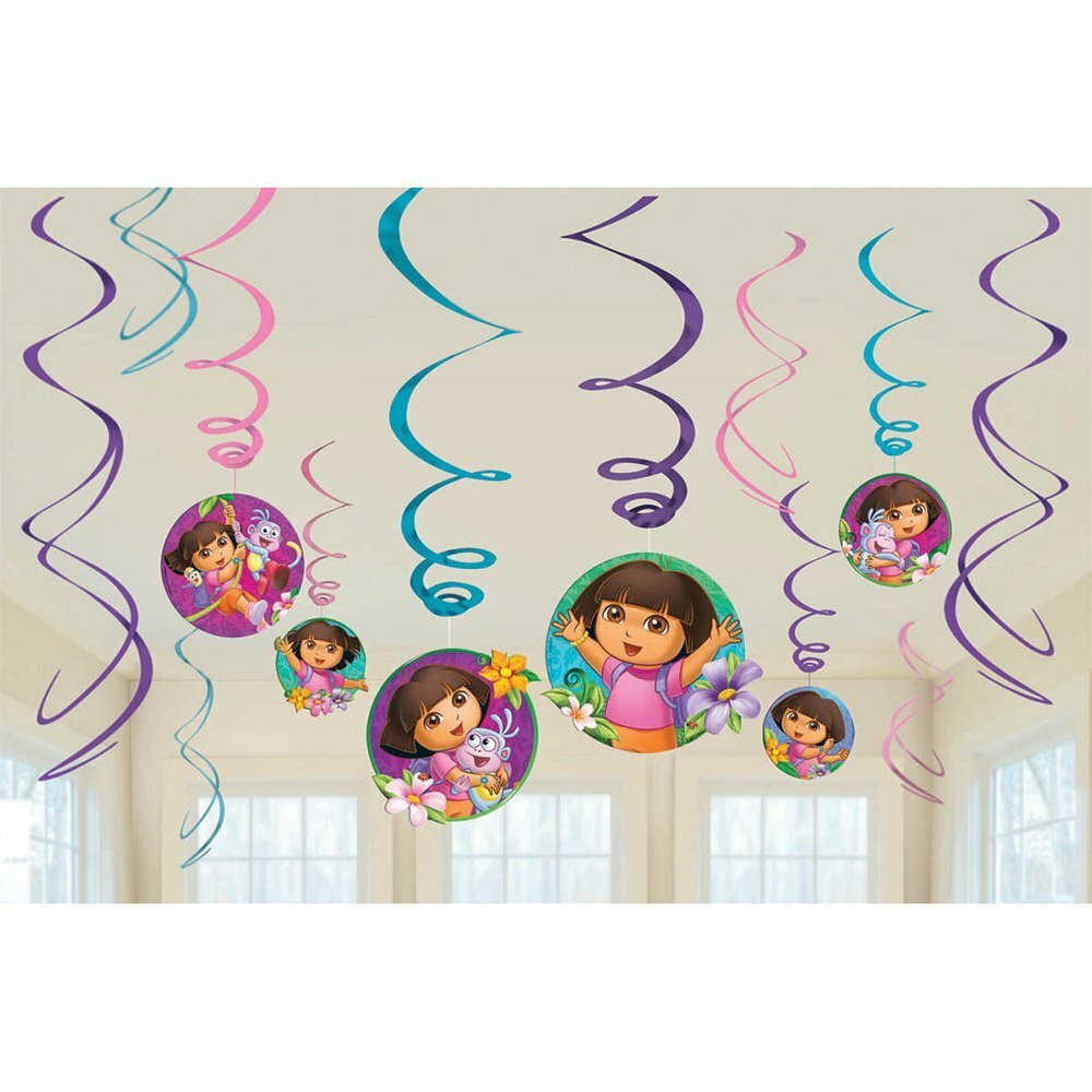Dora the Explorer Swirl Decorations (Pack of 12)