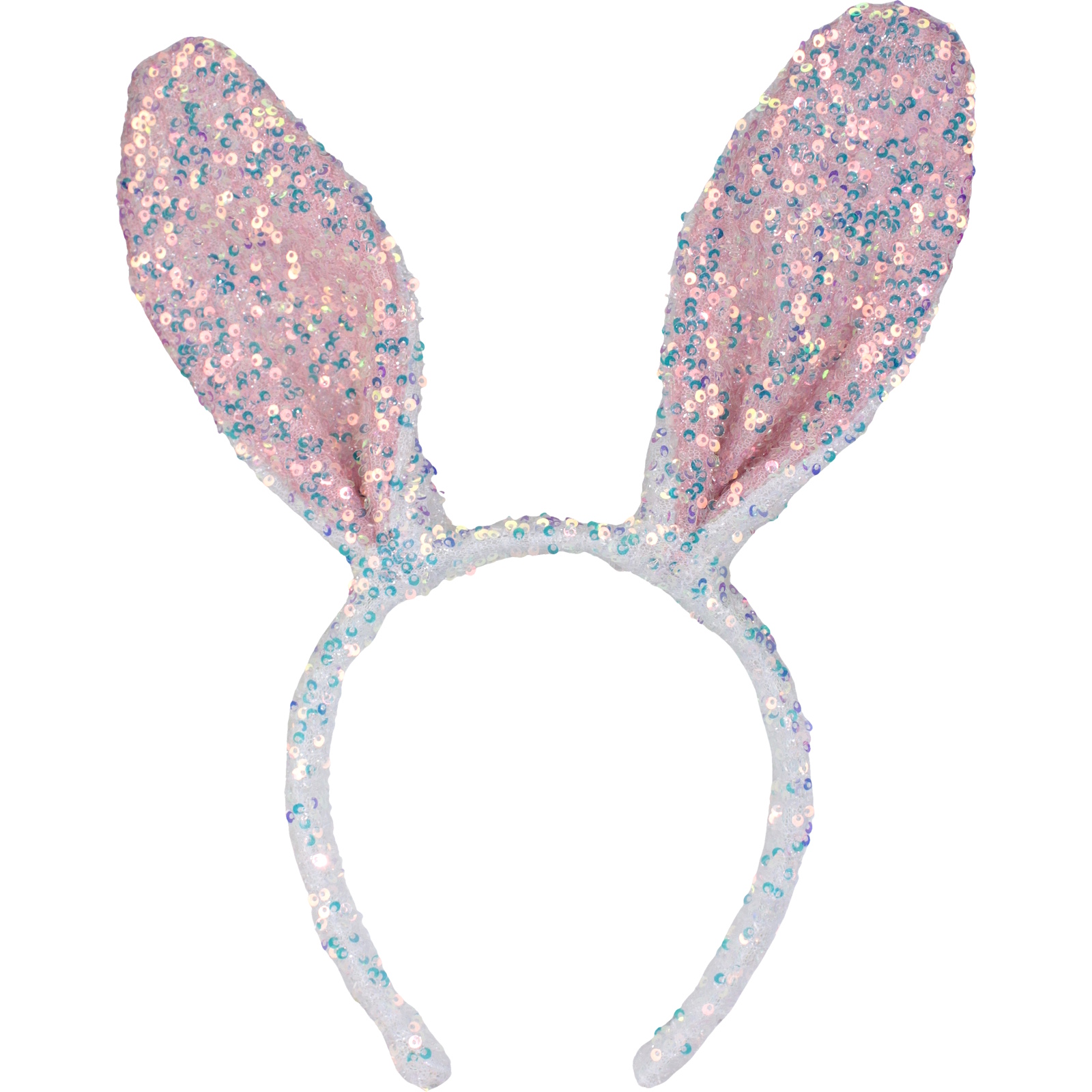 Pink & White Sequin Bunny Ears Headband 