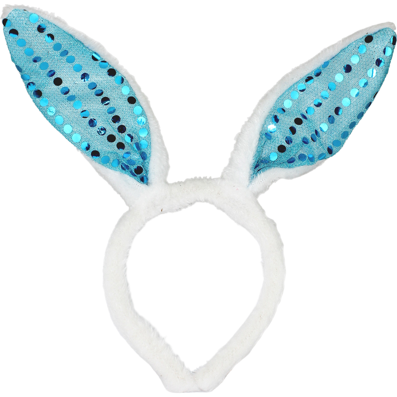 Plush Blue Sequin Bunny Ears Headband