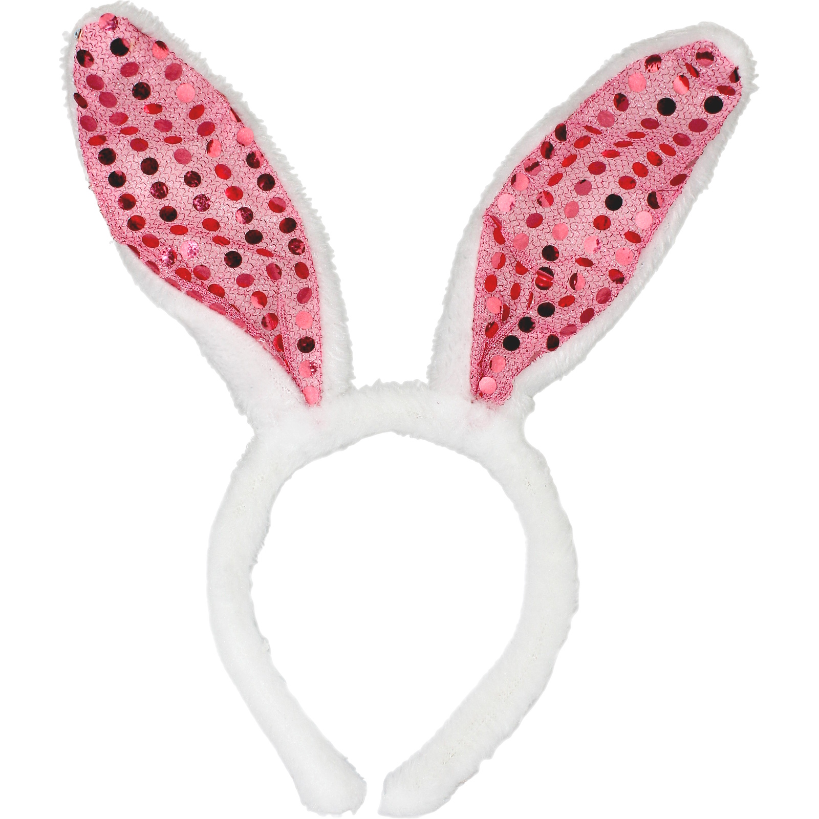 Plush Pink Sequin Bunny Ears Headband
