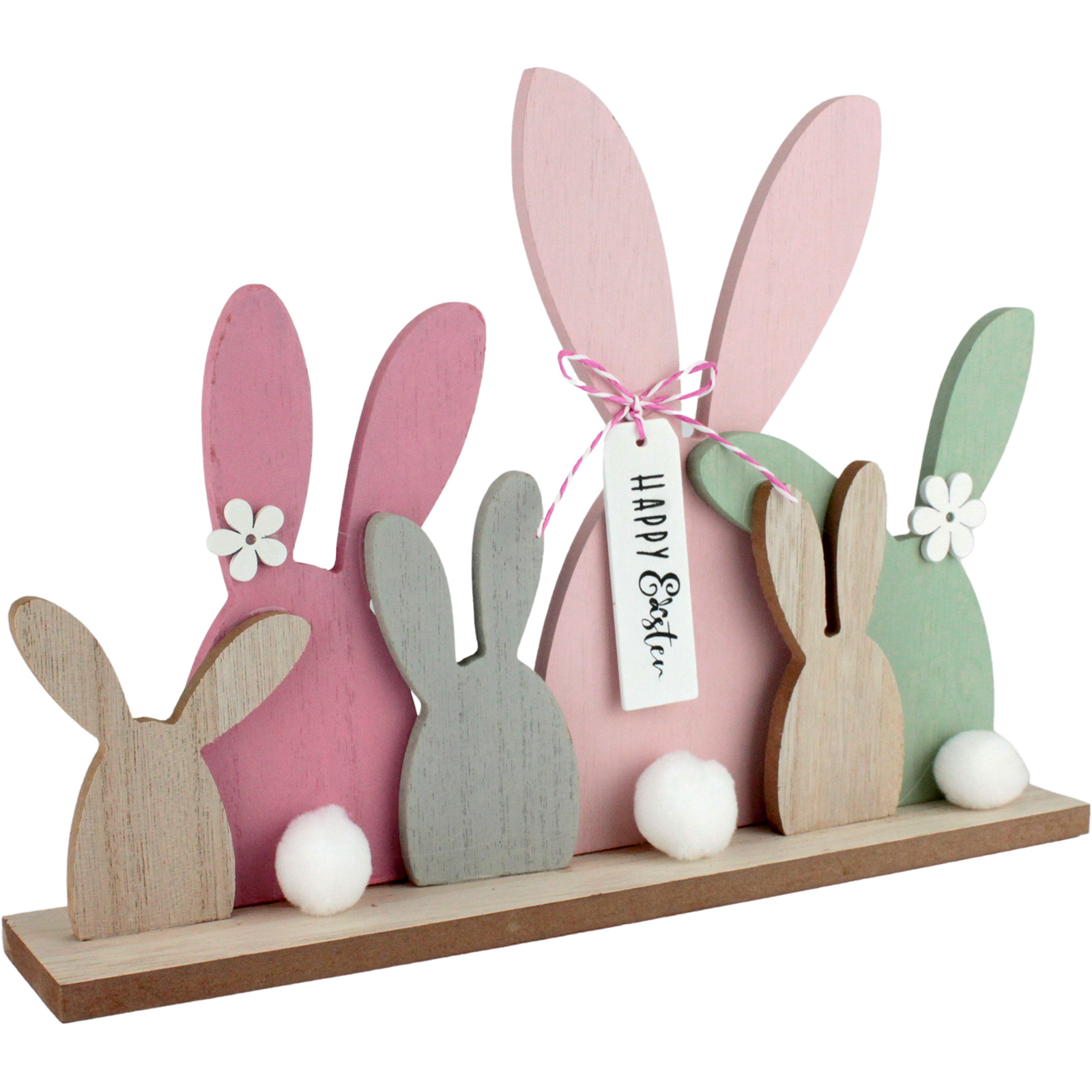 Bunny Family Happy Easter Wooden Table Decoration 