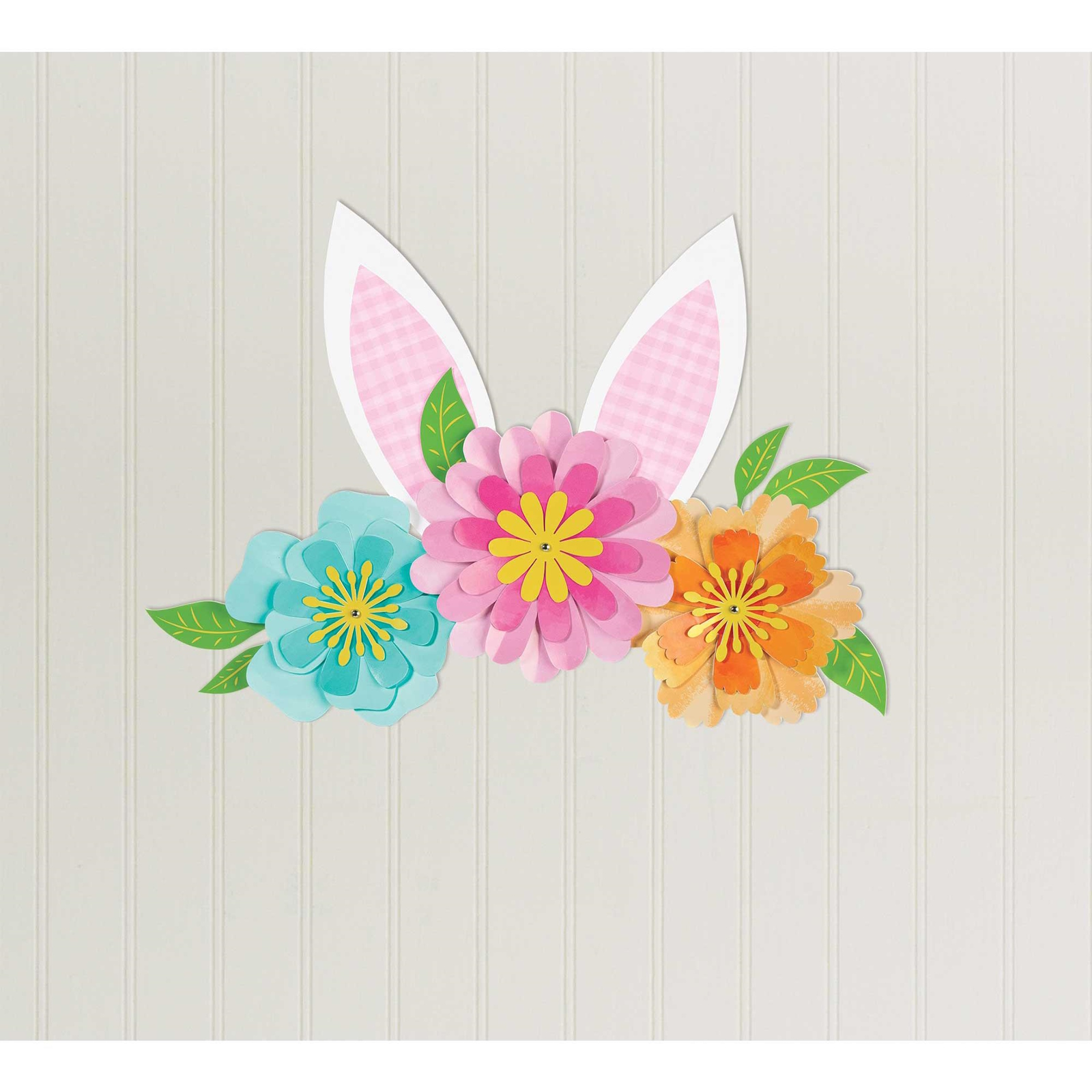 Easter Bunny Ears & Flowers 3D Wall Decorations (9 Pieces)