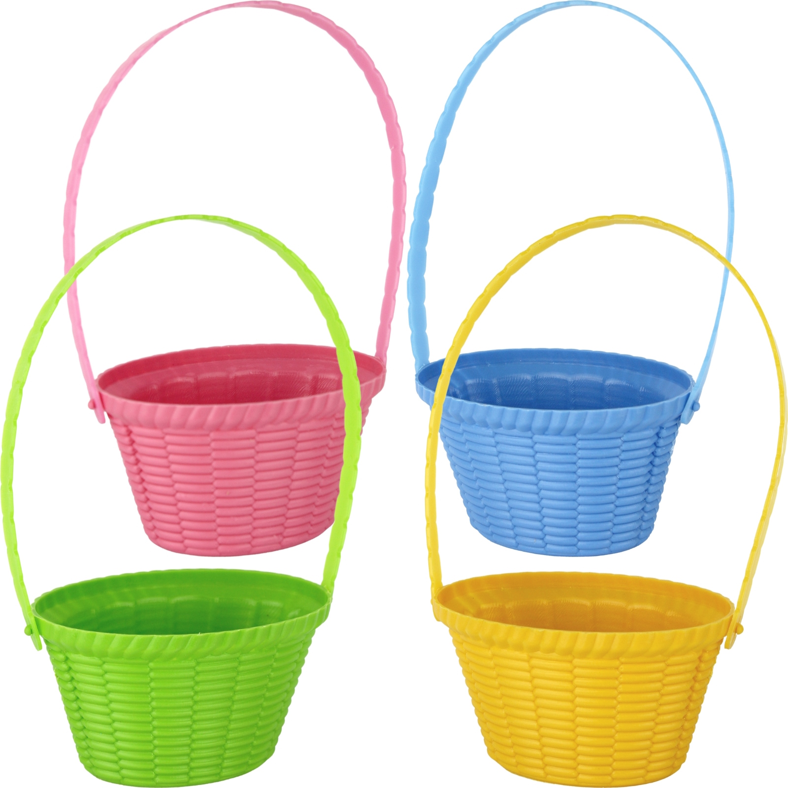 Mini Plastic Easter Baskets with Handle (Pack of 4)