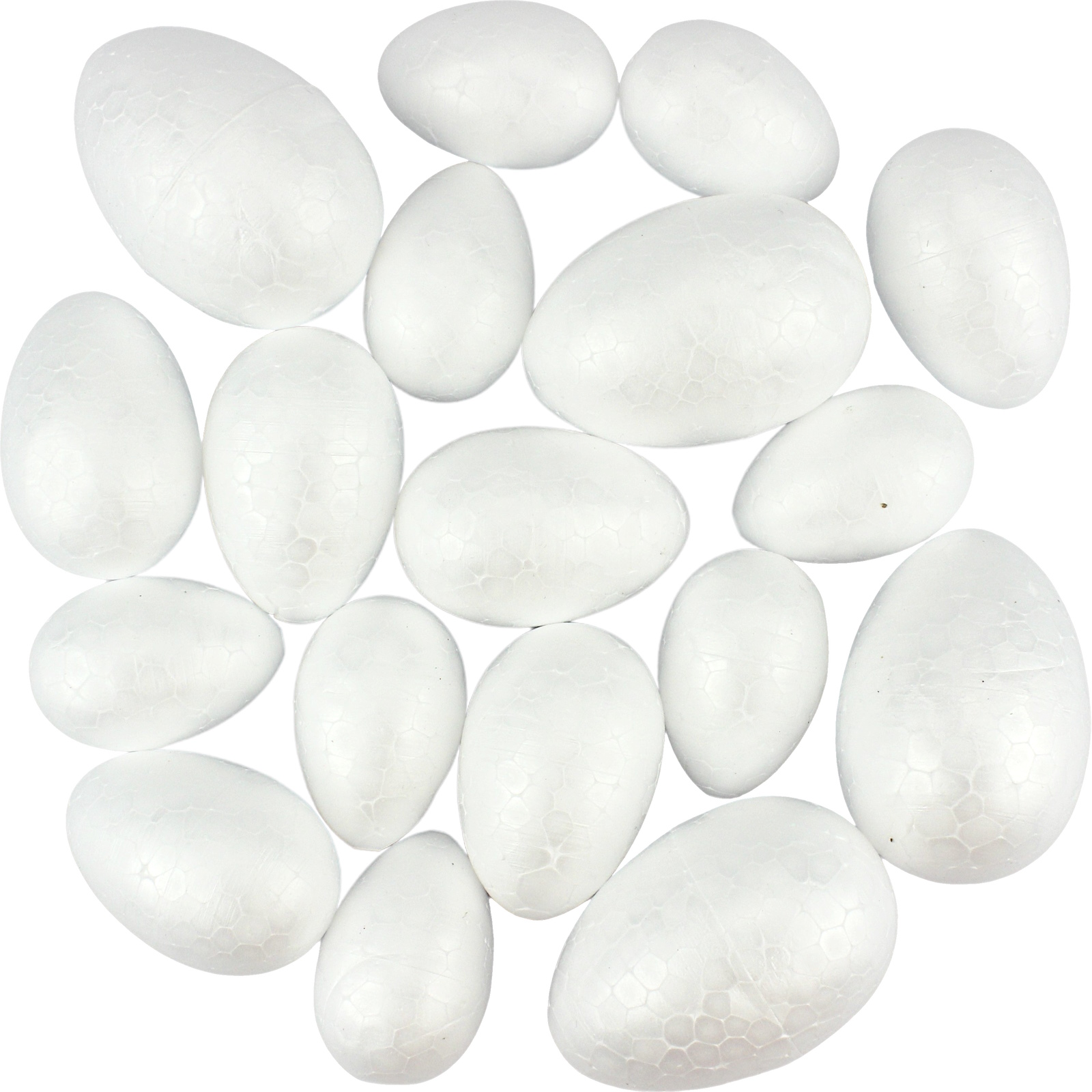 3 Sizes of DIY White Styrofoam Easter Eggs (Pack of 18)