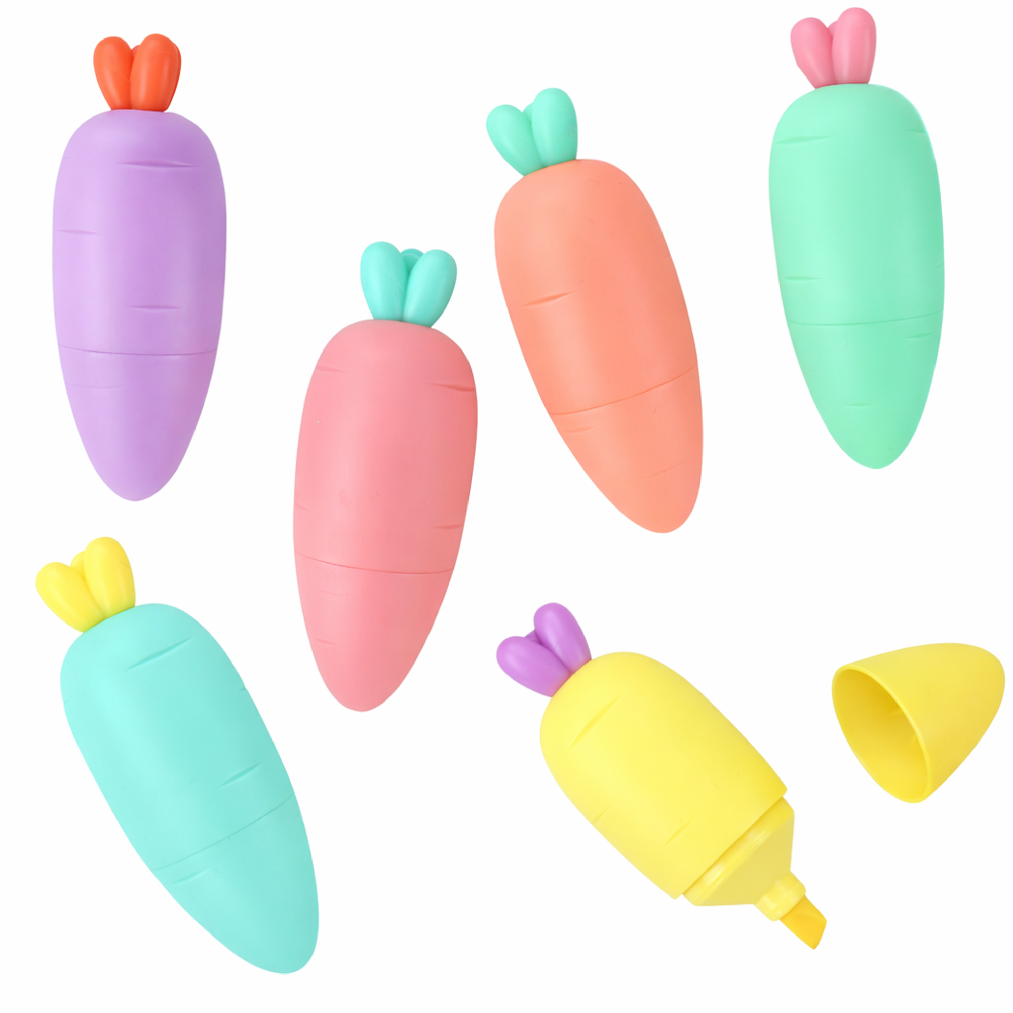 Assorted Mini Carrot Highlighters (Pack of 6) 