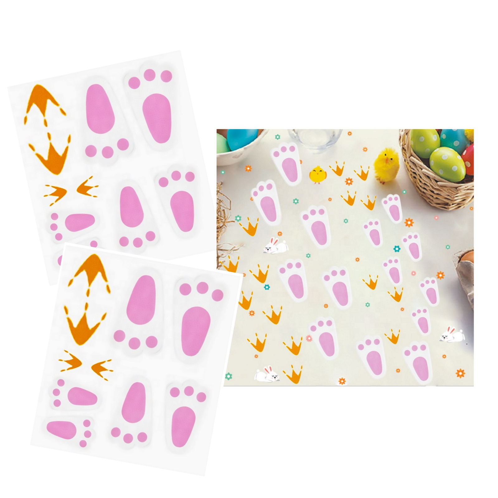 Easter Bunny and Chick Footprint Stickers (2 Sheets)