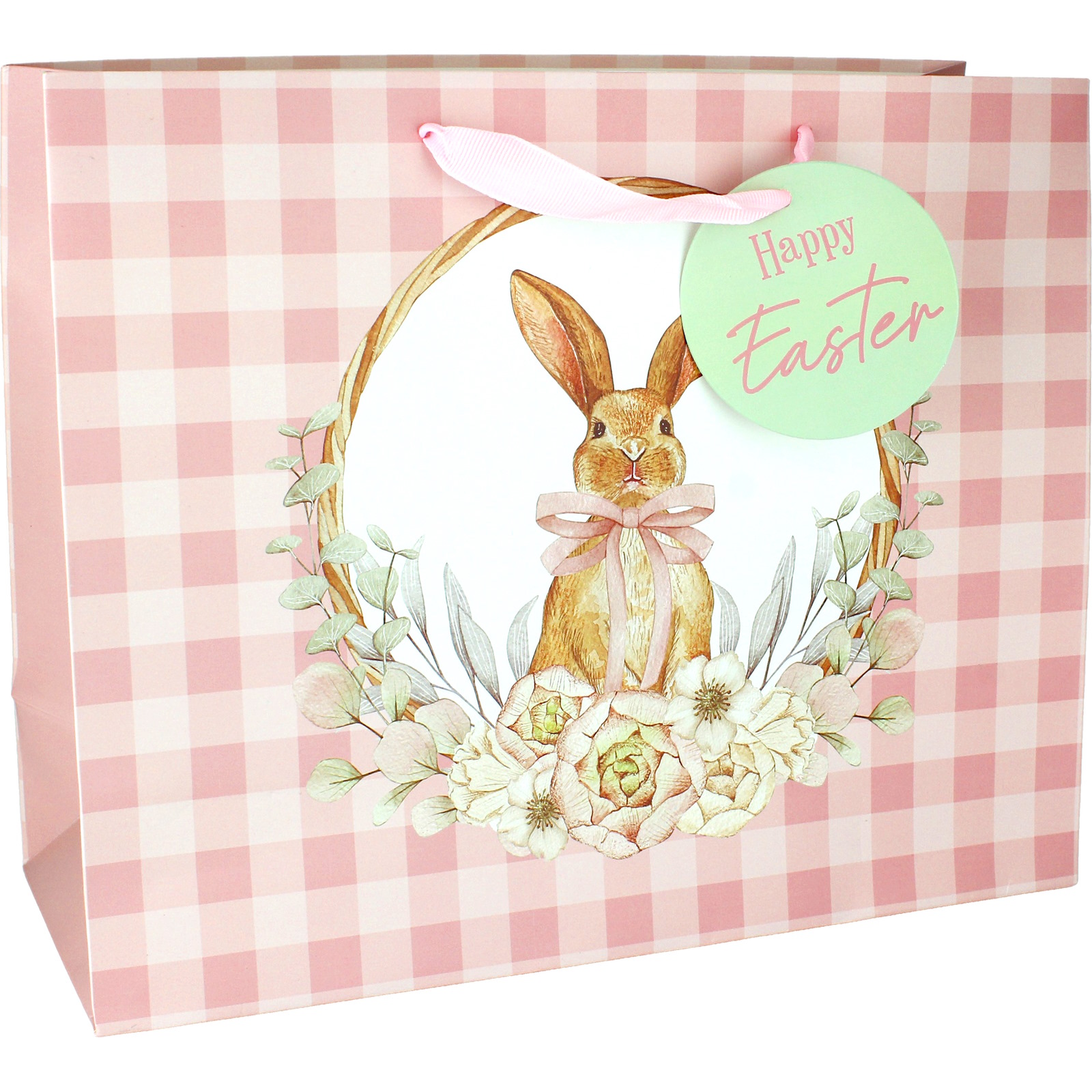 Gingham Cottage Bunnies Paper Gift Bag 32cm