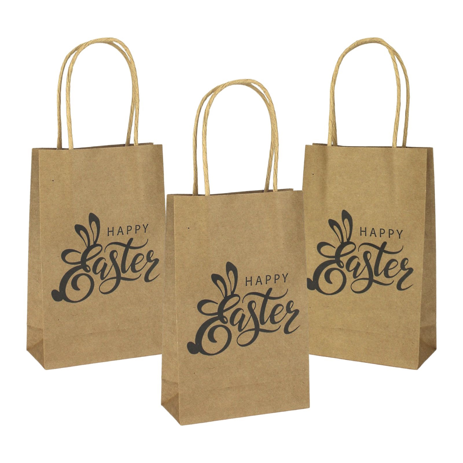 Brown Kraft Paper Happy Easter Gift Bags 16.3cm (Pack of 4)