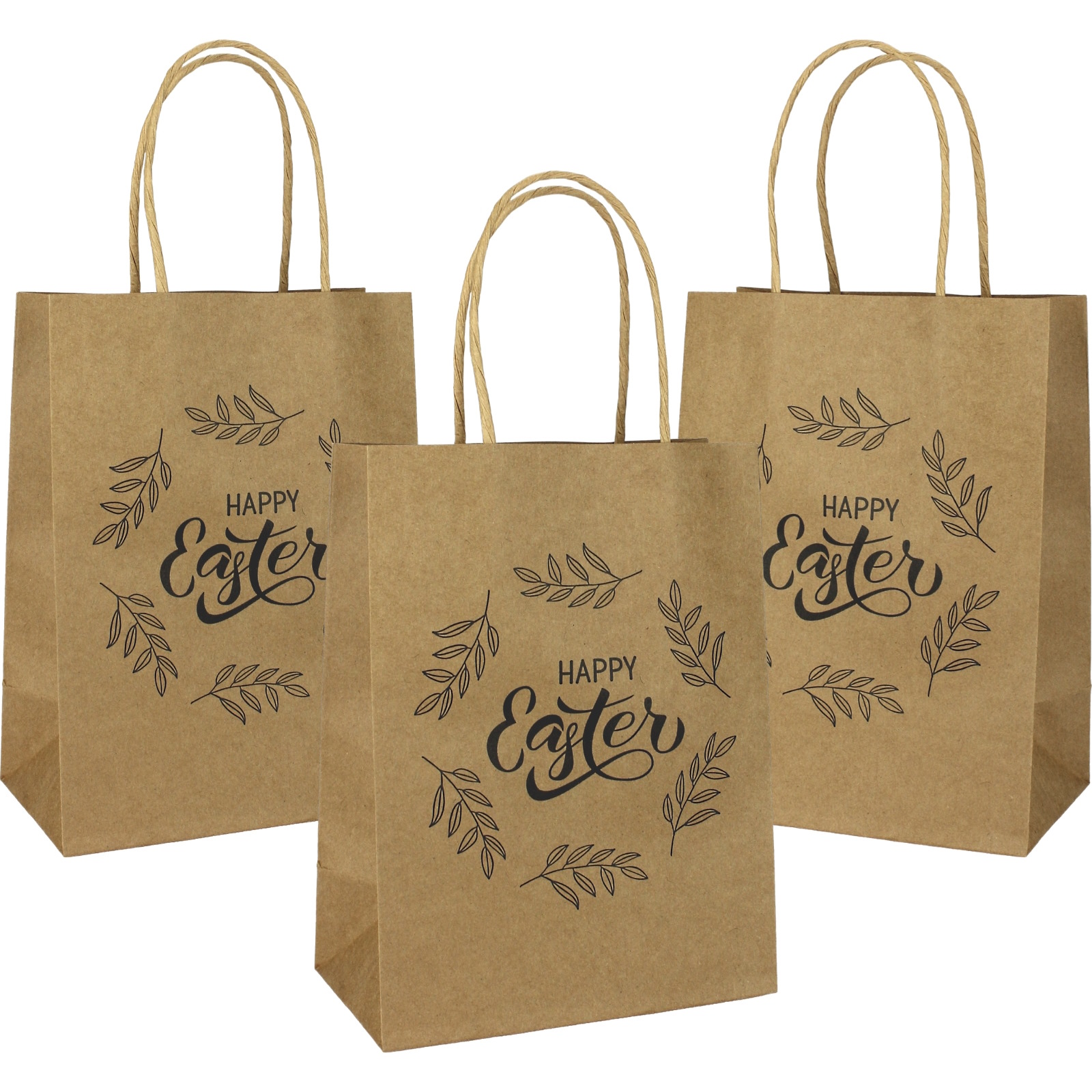 Brown Kraft Paper Happy Easter Gift Bags 20cm (Pack of 4)