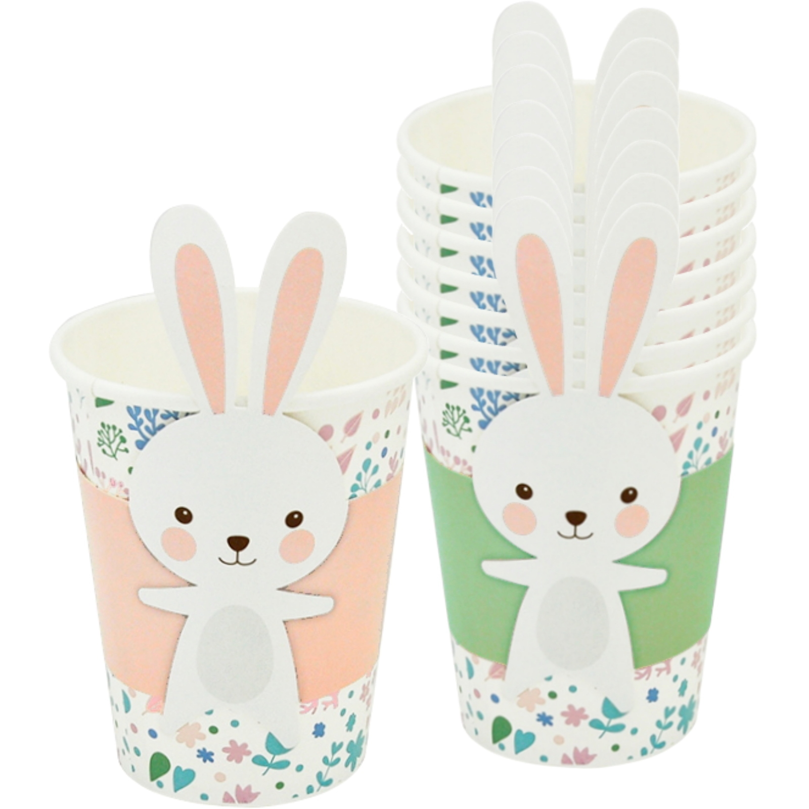 Floral Bunny Wrap Paper Cups (Pack of 8)