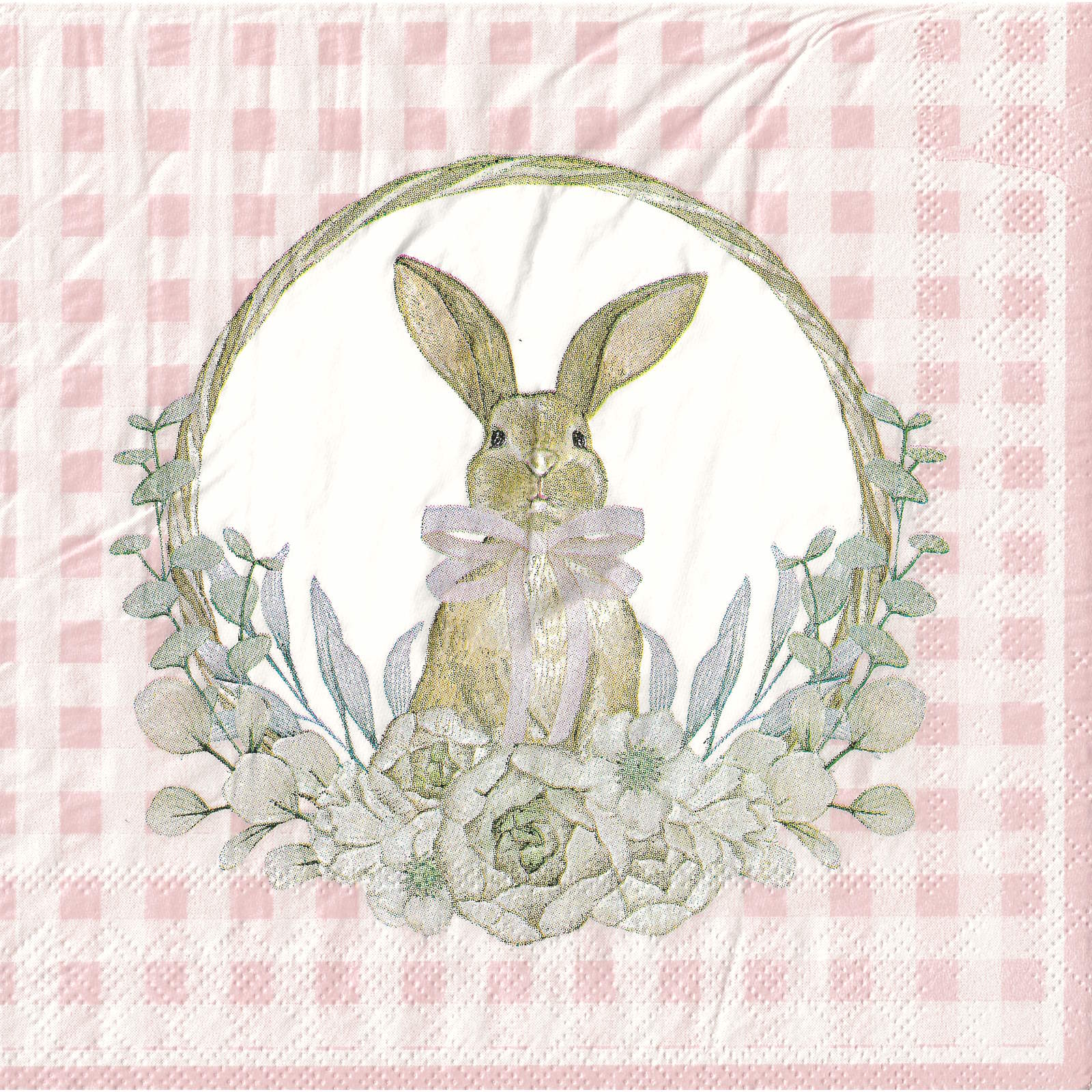 Gingham Cottage Bunnies Large Napkins / Serviettes (Pack of 20)