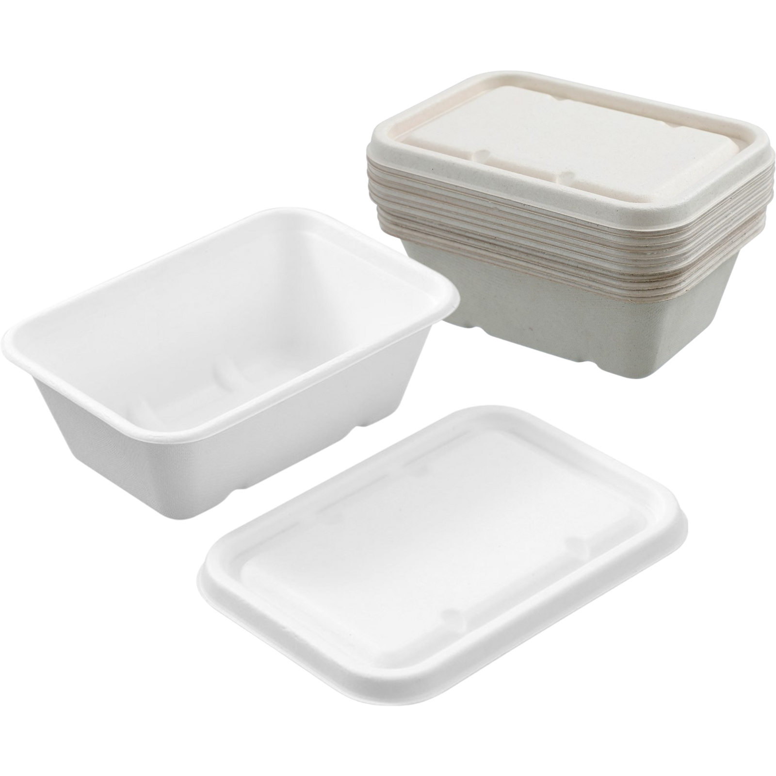 Pack of 7 Eco Sugar Cane Food Containers With Lids 750ml (1 Only)