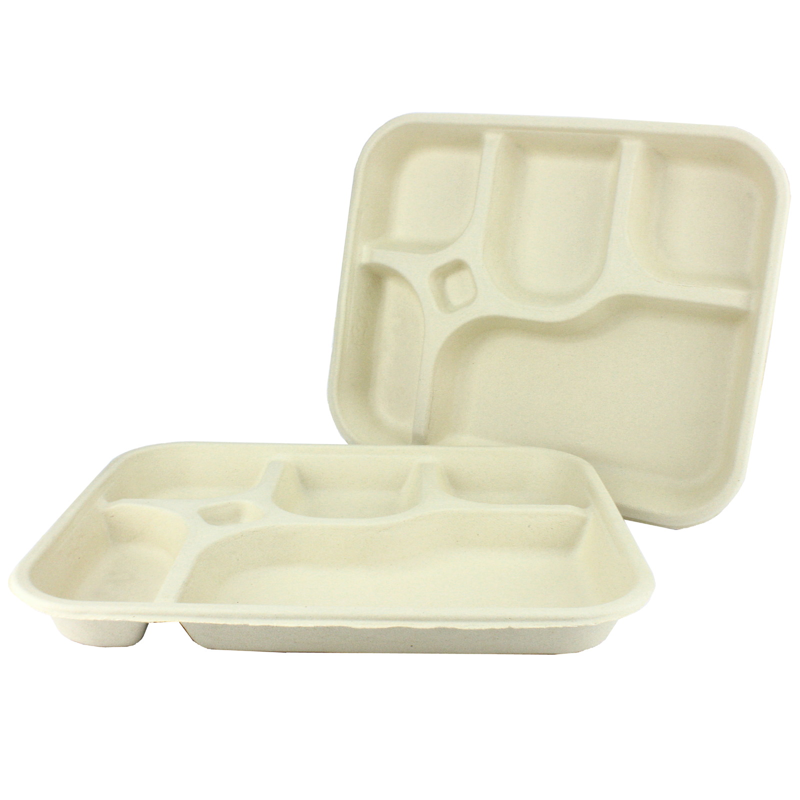 Sugarcane Pulp 5 Compartment Bento Trays (Pack of 10)