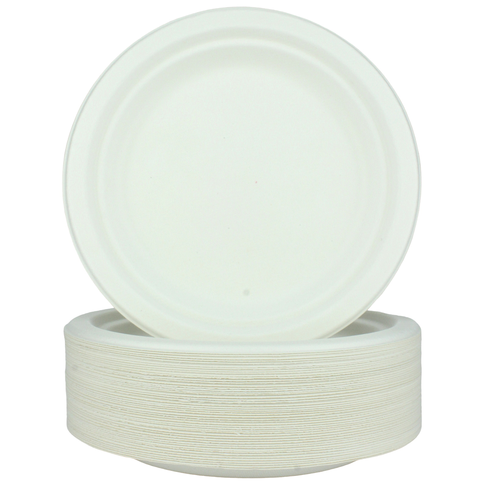 White Sugar Cane Small Round Paper Plates (Pack of 50)