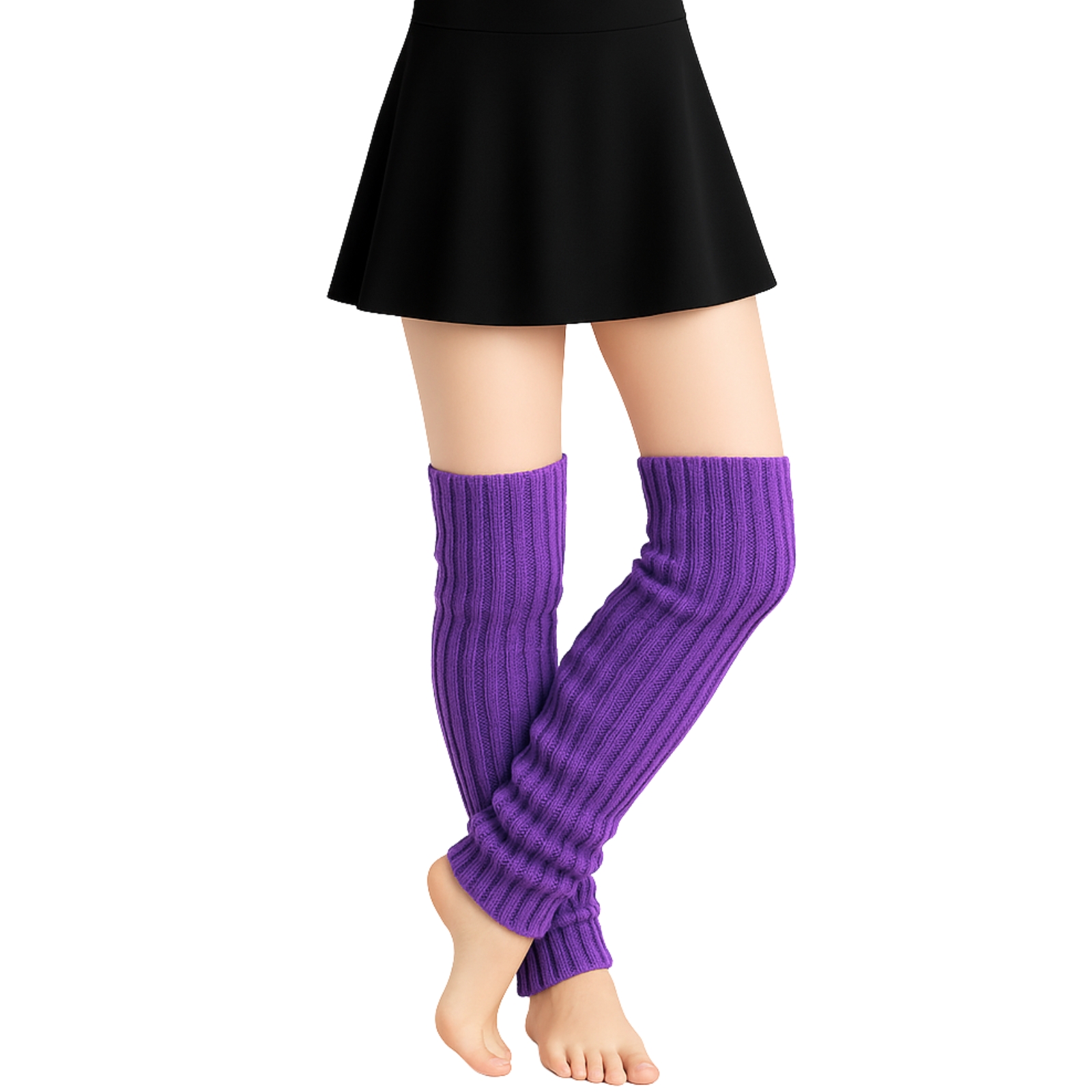 Purple Knitted Leg Warmers