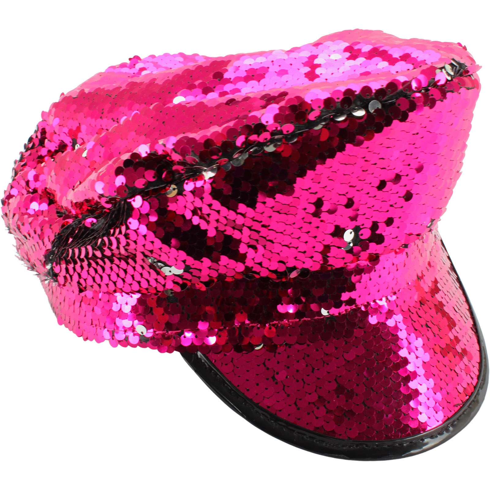 Hot Pink Sequin Military Hat 