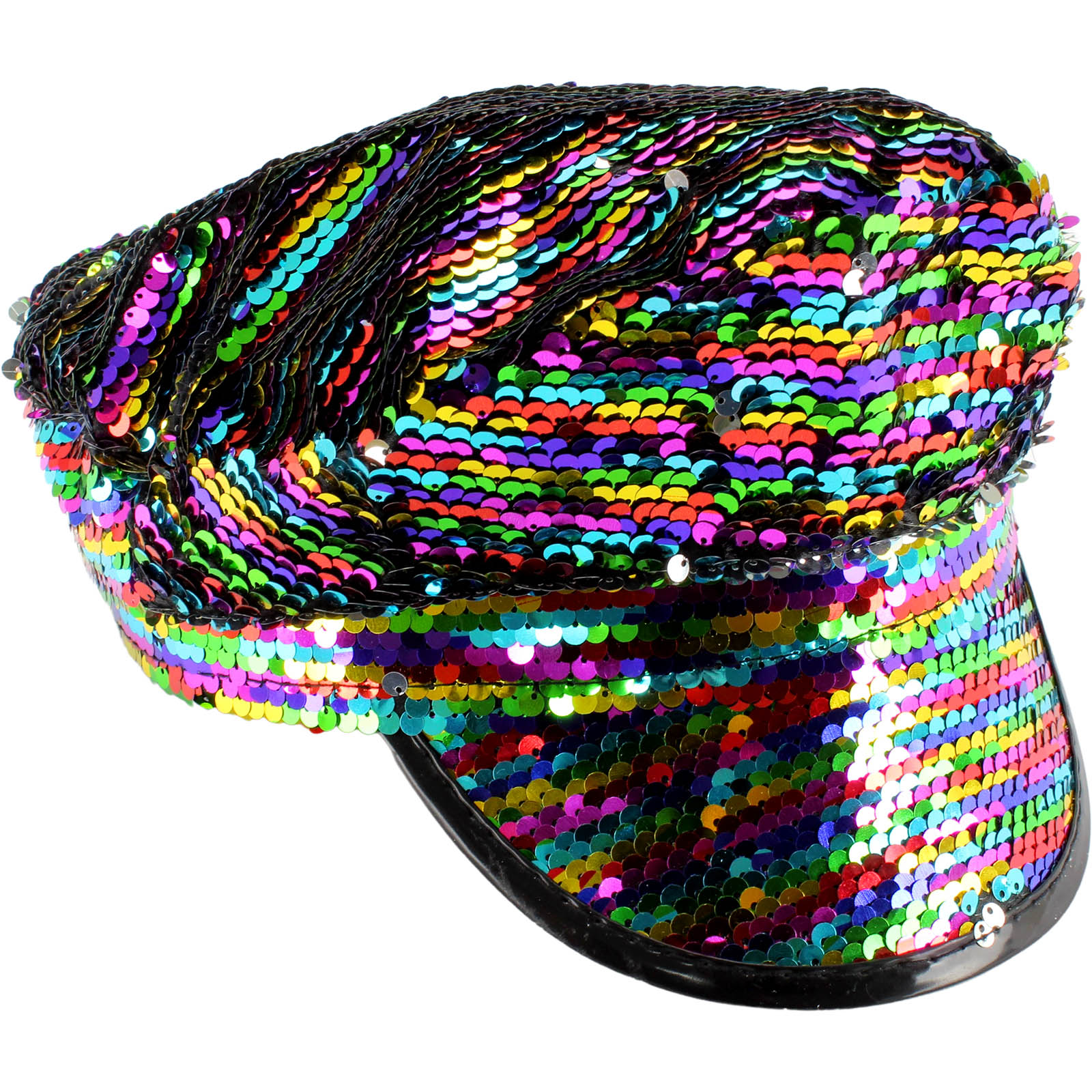 Rainbow Sequin Military Hat 