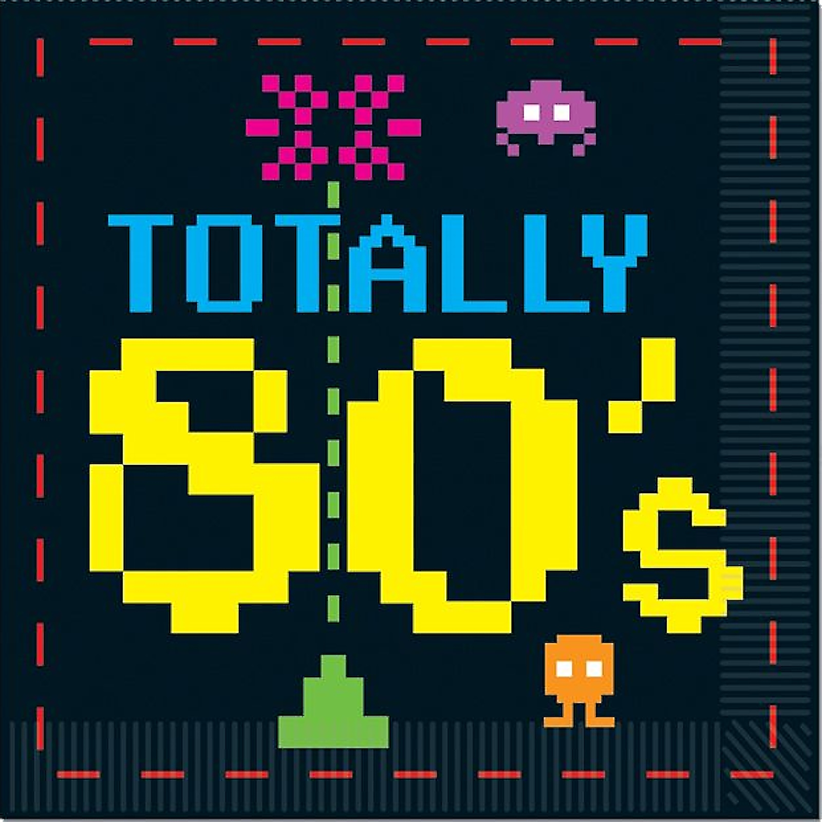 Totally 80's Large Paper Napkins / Serviettes (Pack of 16)