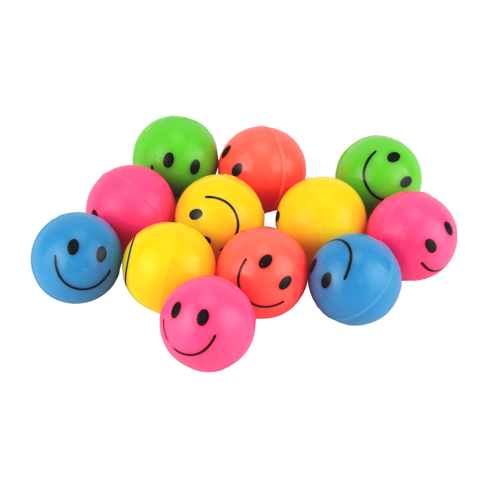 Bright Smile Face Mini Bounce Balls (Pack of 12)