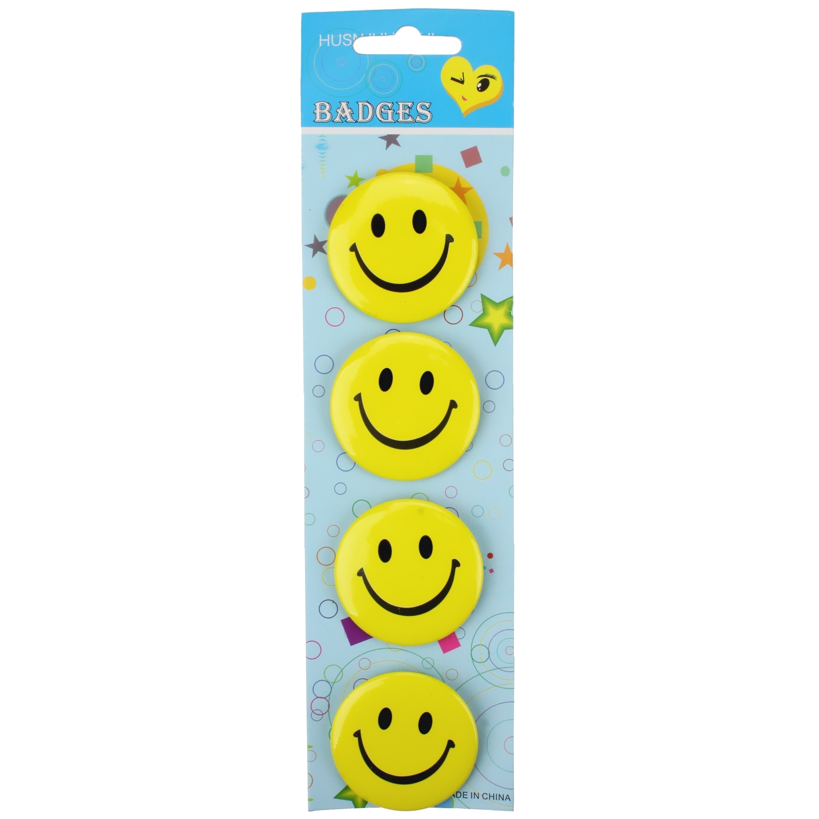 Smile Face Badges (Pack of 4)