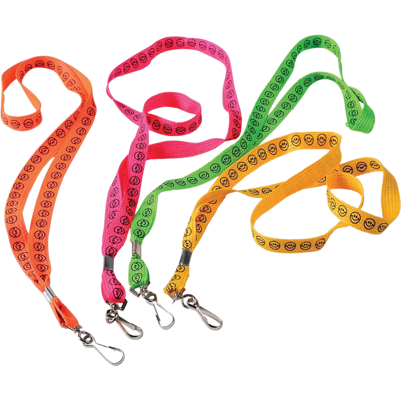 Neon Smiley Lanyards (Pack of 12) 