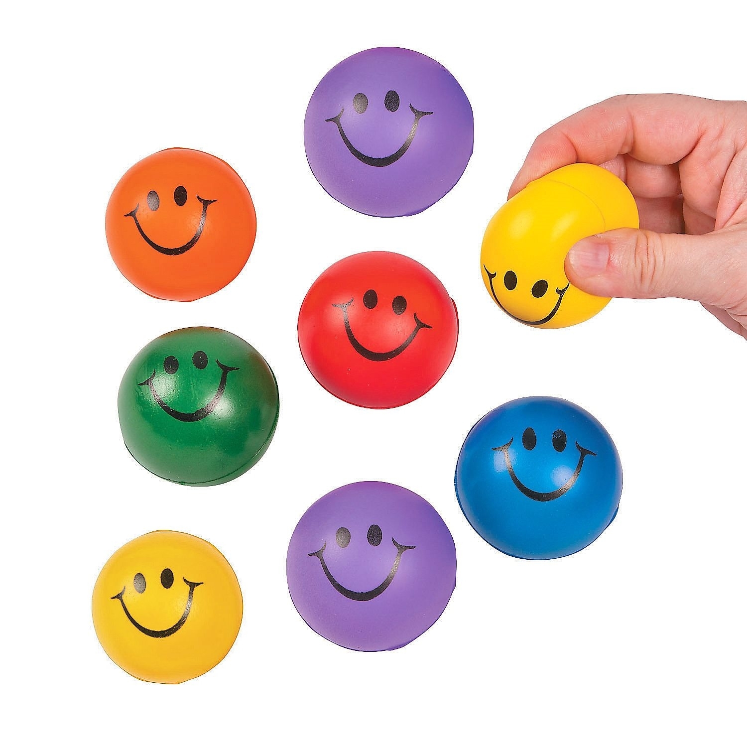 Coloured Smiley Face Squishy Balls (Pack of 8)