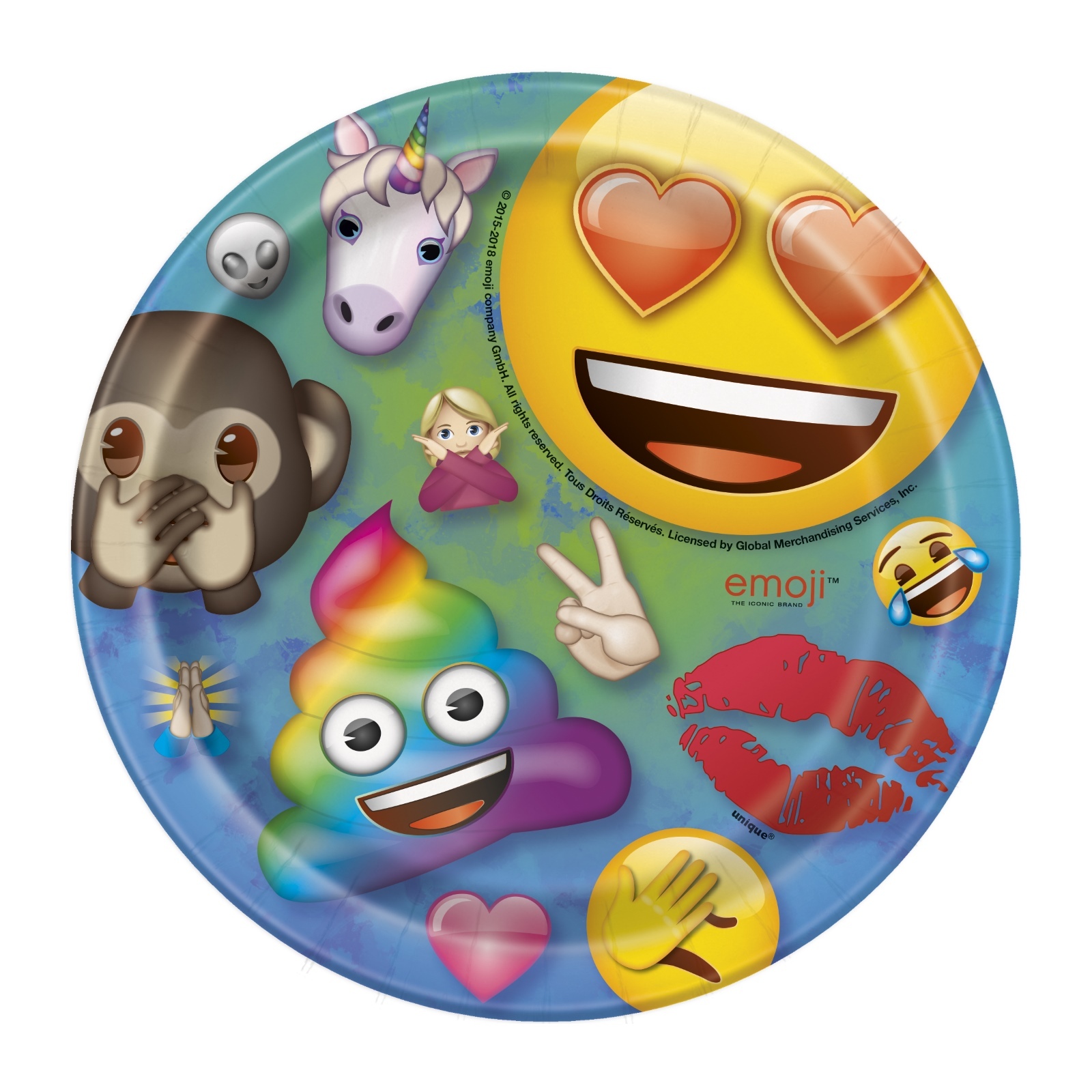 Rainbow Fun Emoji Small Paper Plates (Pack of 8)