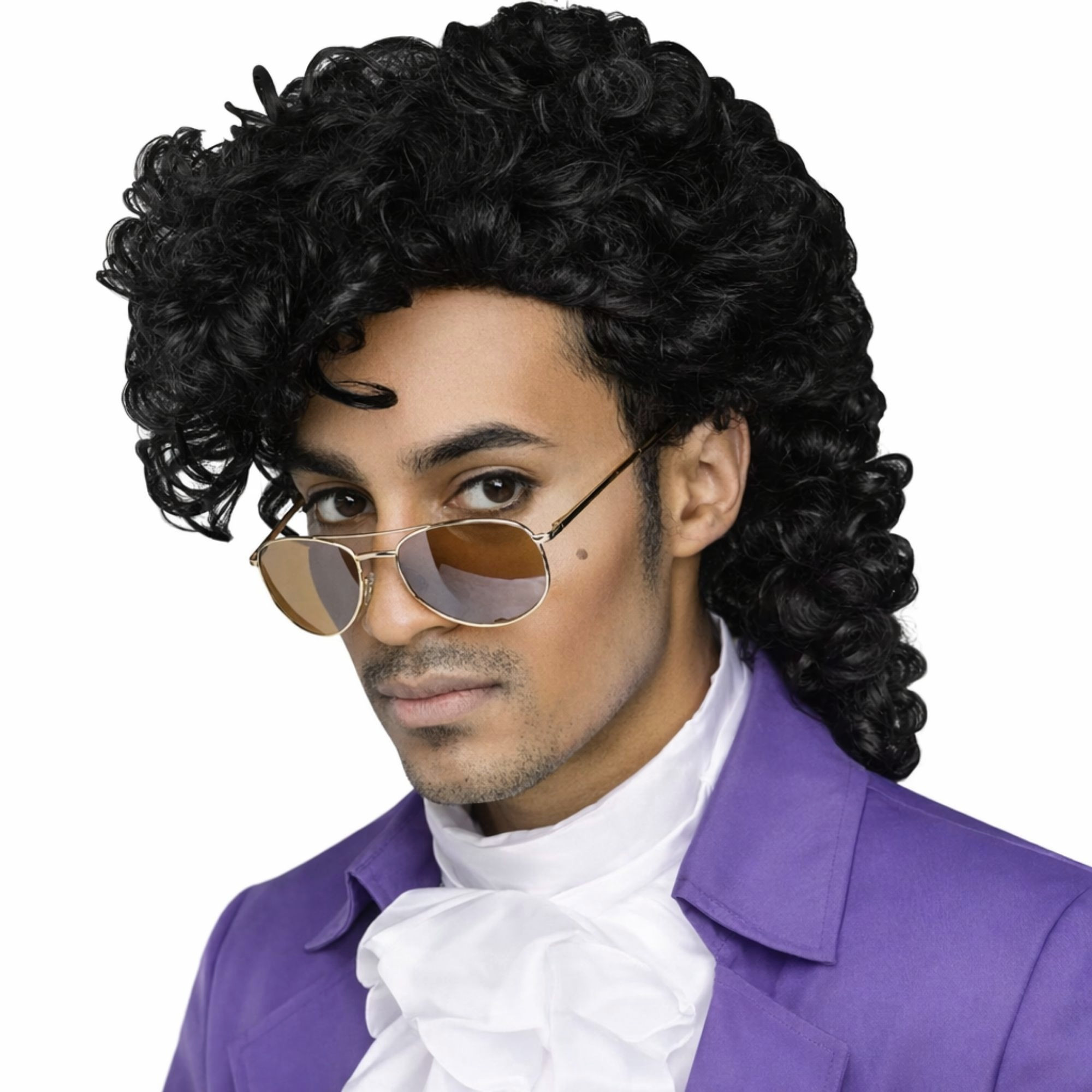 Adult 80's Purple Pain Black Wig