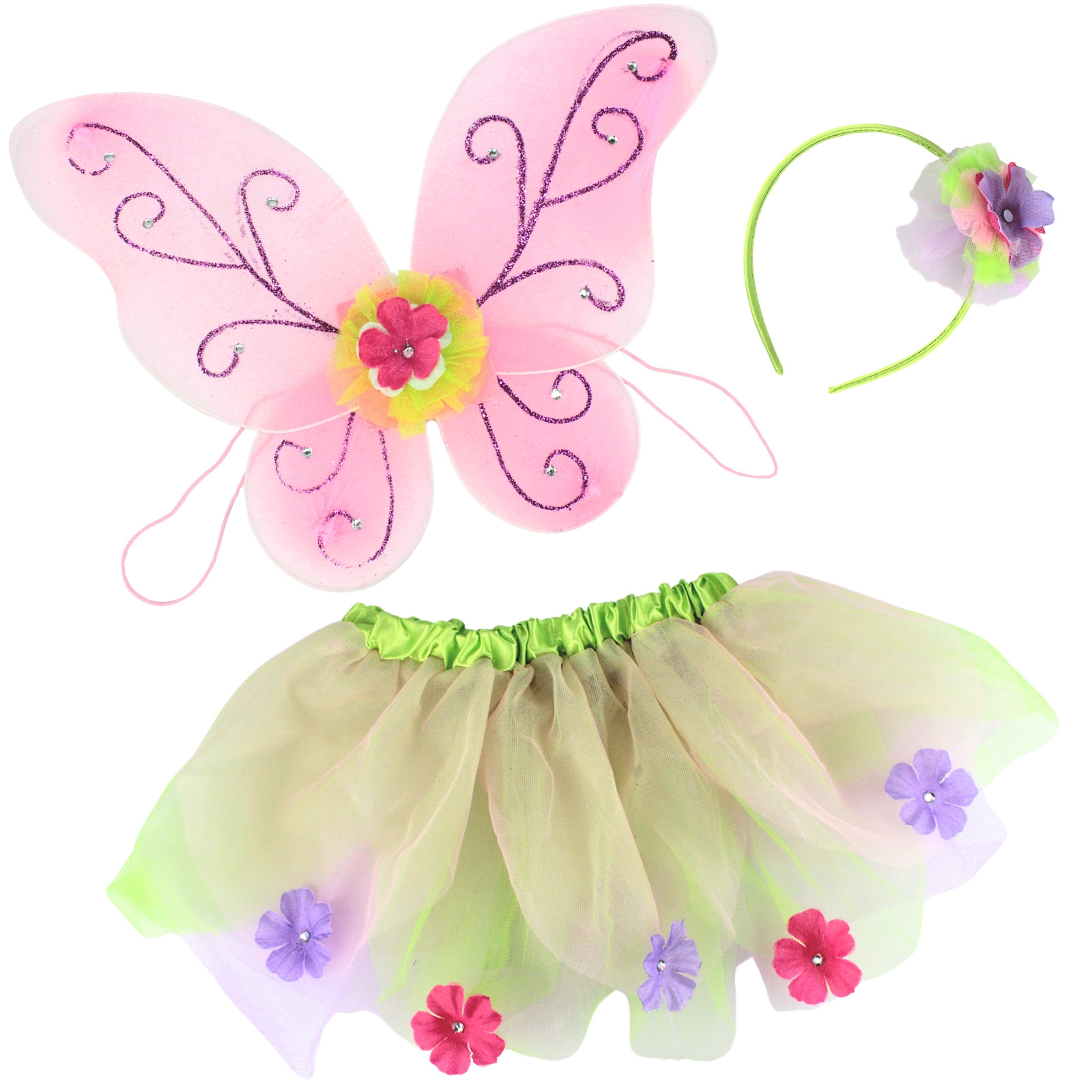 Garden Fairy Headband, Wings and Tutu Set 