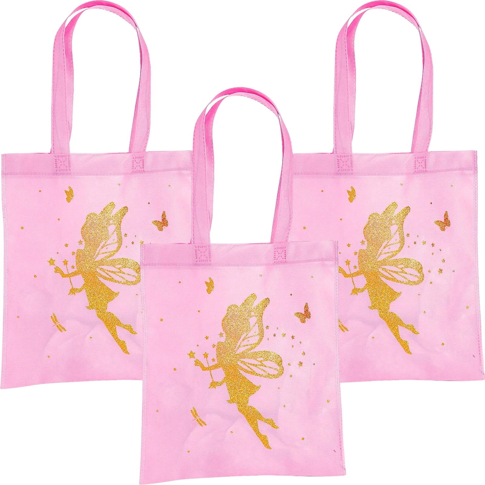 Golden Fairy Pink Tote Bags 31cm (Pack of 12)