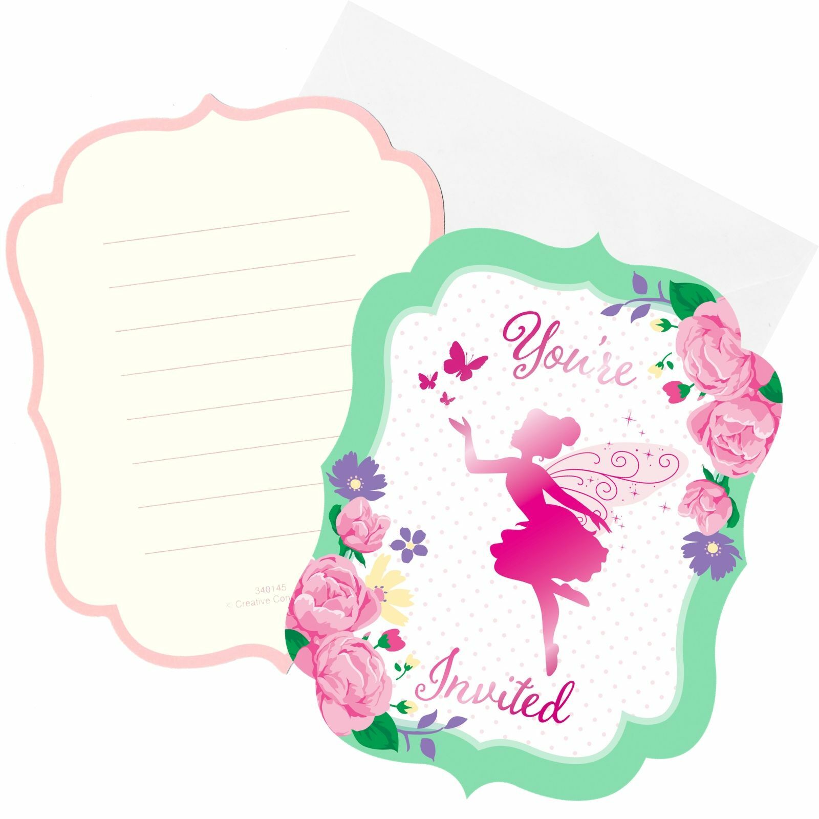 Floral Fairy Sparkle Party Invitations (Pack of 8)