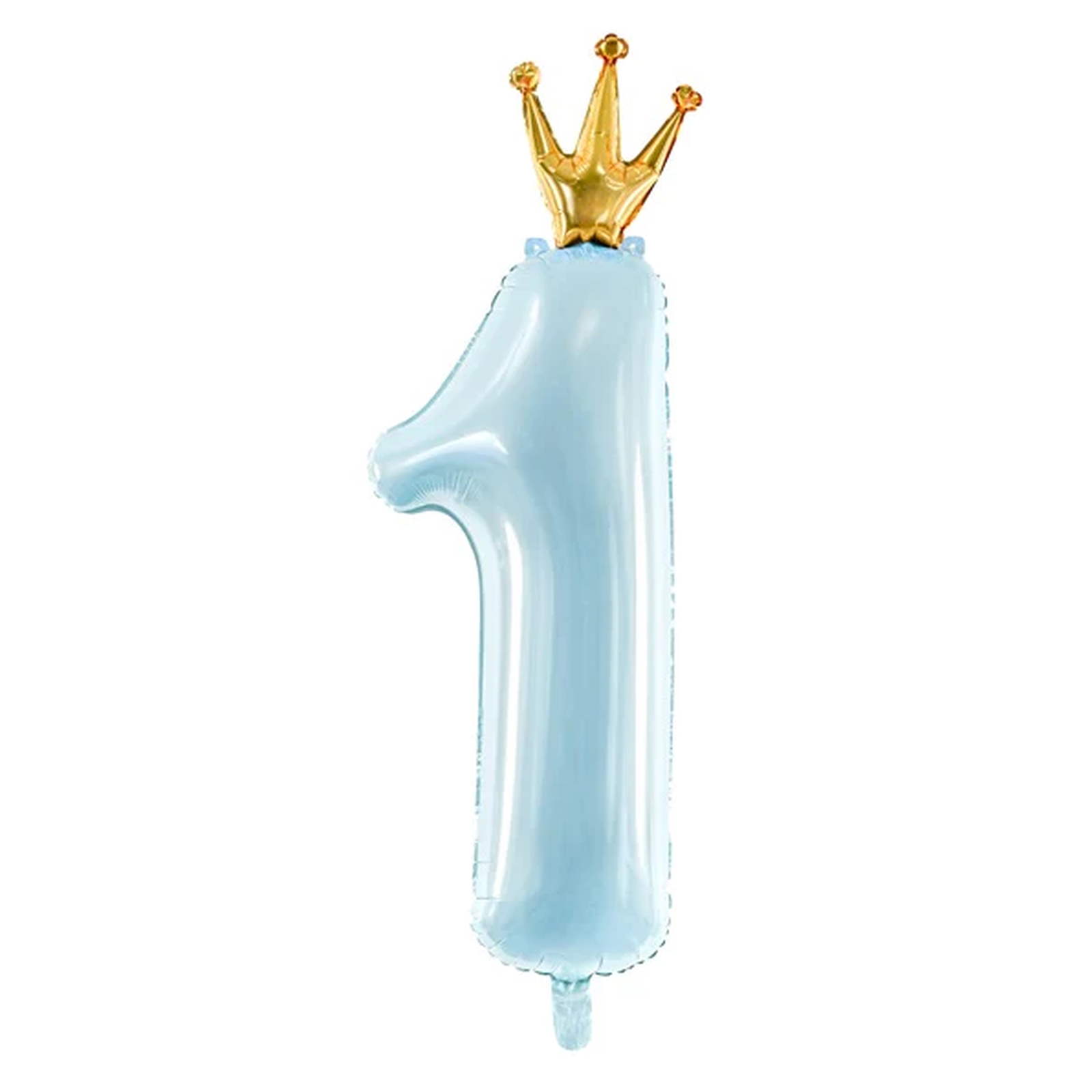 Pastel Blue with Gold Crown Foil Number 1 Balloon 90cm