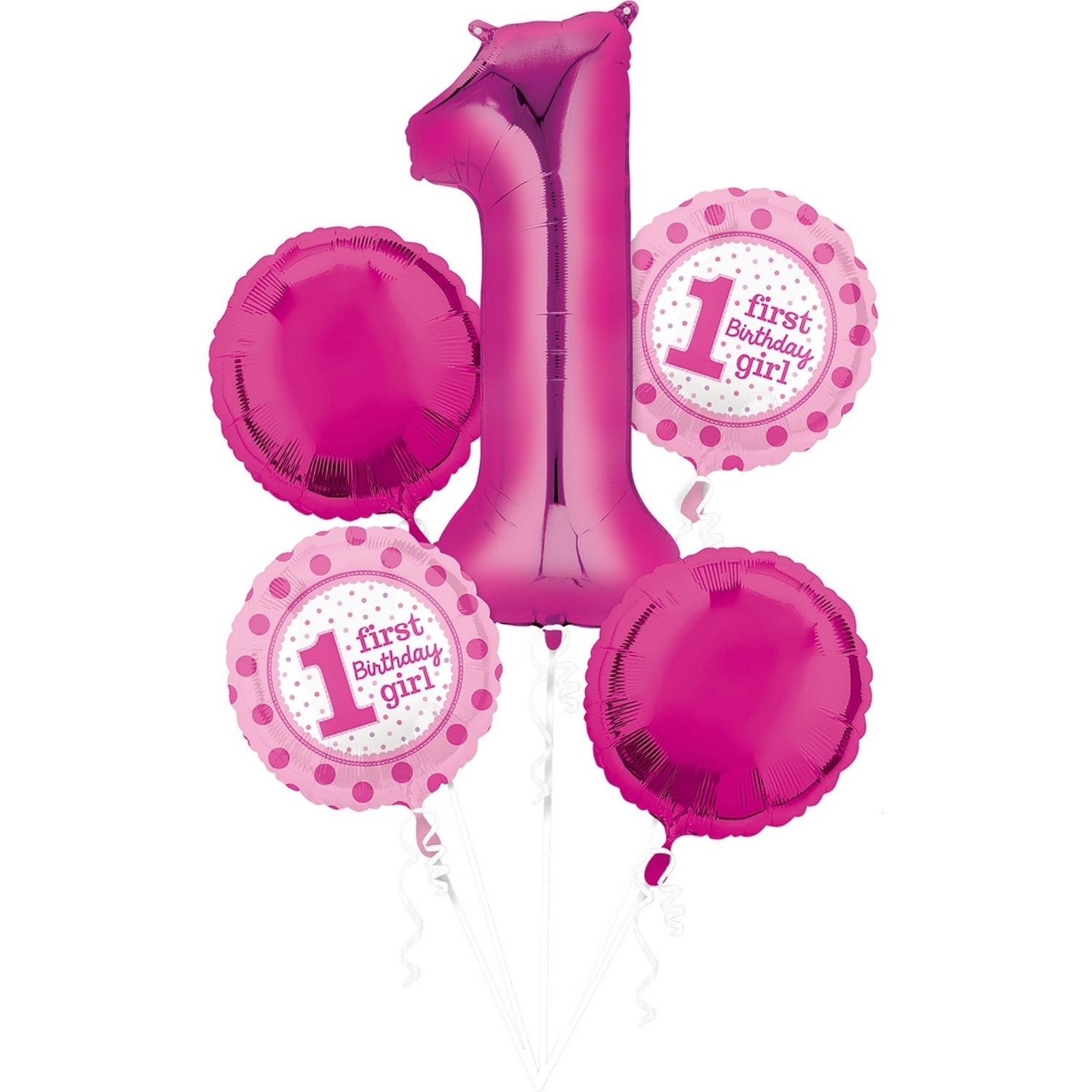 1st Birthday Girl Helium Balloon Bouquet