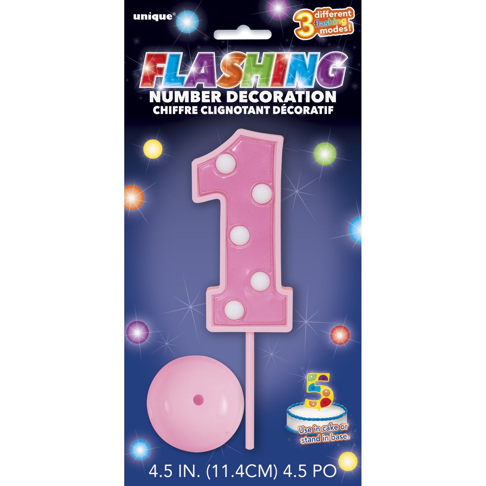 Girls 1st Birthday Flashing Cake Decoration