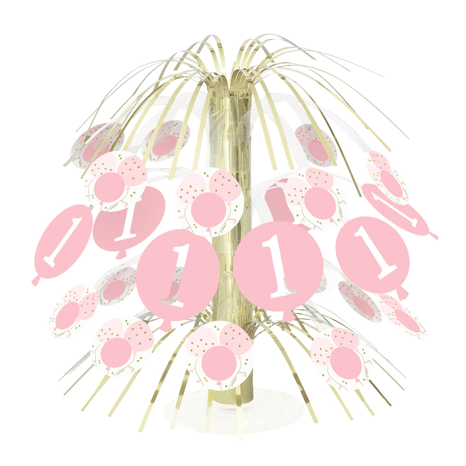 Pink Gingham 1st Birthday Girl Mini Cascade Centrepiece